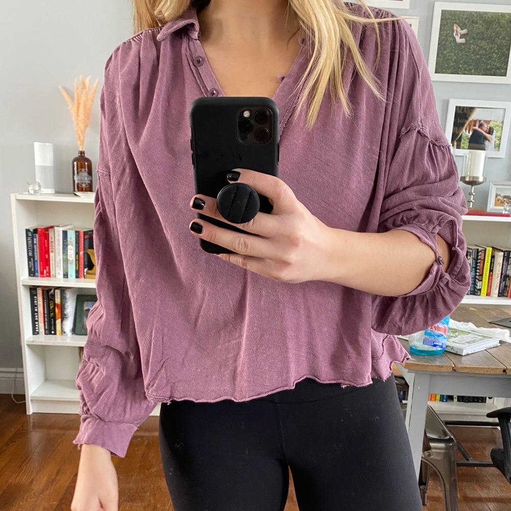 Free People Distressed Oversized Shirt